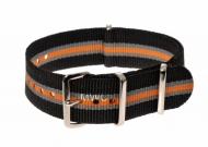 18mm Black Grey and Tangerine NATO MWC Watch Strap