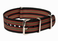 18mm Black Red and Olive Green NATO MWC Watch Strap