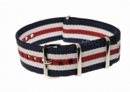 18mm Red White and Blue NATO MWC Watch Strap