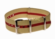 18mm Sand and Red NATO MWC Watch Strap