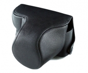 Black Leather Camera Case Bag for Olympus Pen EPL2