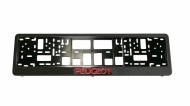 Vandal-proof frame for license plate with Peugeot logo (chrome)