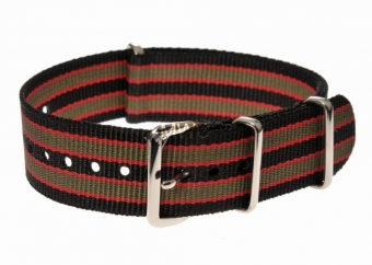 18mm Black Red and Olive Green NATO MWC Watch Strap