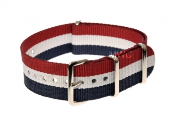 18mm Blue White and Red NATO MWC Watch Strap