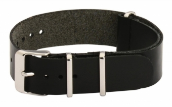 20mm Black Leather NATO MWC Watch Strap