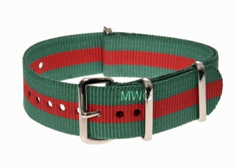 20mm Green and Red NATO MWC Watch Strap