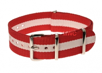 20mm Red and White NATO Military MWC Watch Strap