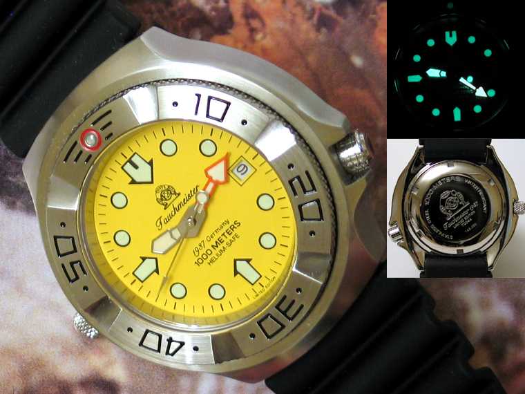 Automatic Profi combat diver watch 1000m water resistant Helium SAFE SAPHIRE glas T0045