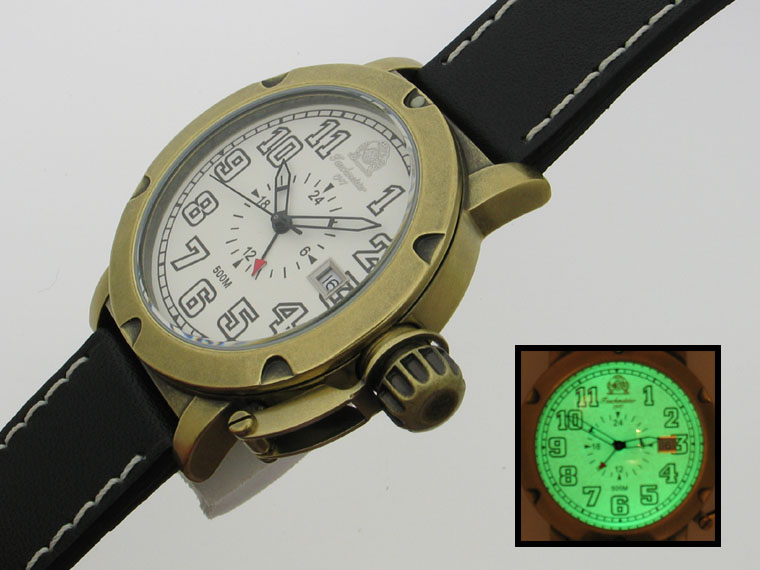 500m 2.WW German U-Boot DATE SWISS-GMT heavy!!! crown protecting system luminous T0060