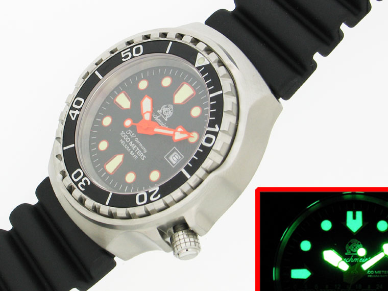 Profi combat diver watch 1000m water resistant Helium SAFE SAPHIRE glas T0078