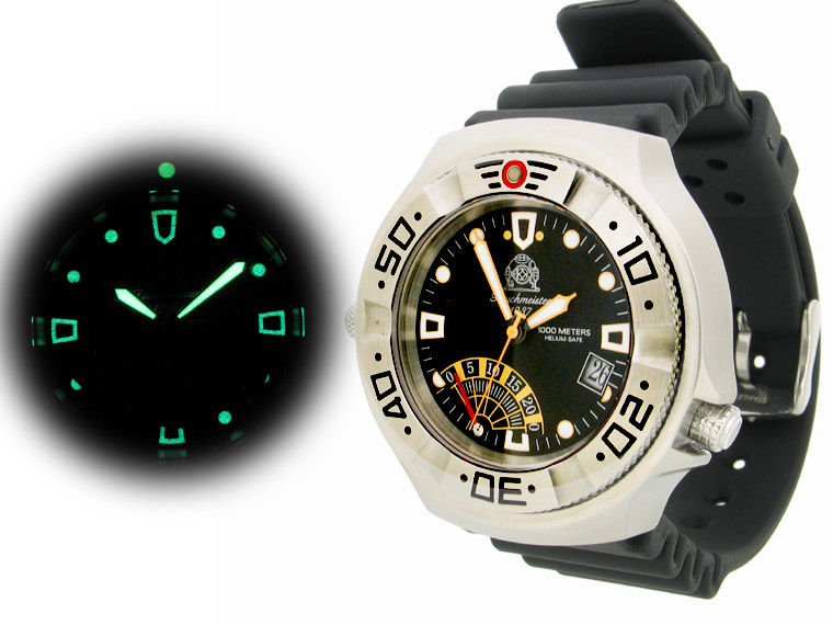 Profi combat diver GMT Fly-back 1000m water resistant Helium SAFE SAPHIRE glas T0113