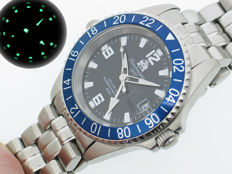 Professional Diver SWISS-GMT-movt. U-BOOT SUB. 600m HELIUM-SAFE T0138