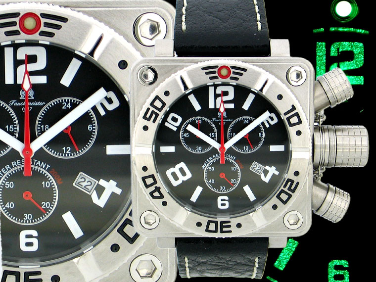 2.WW German U-Boot Chronograph heavy!!! crown protecting system luminous T0147