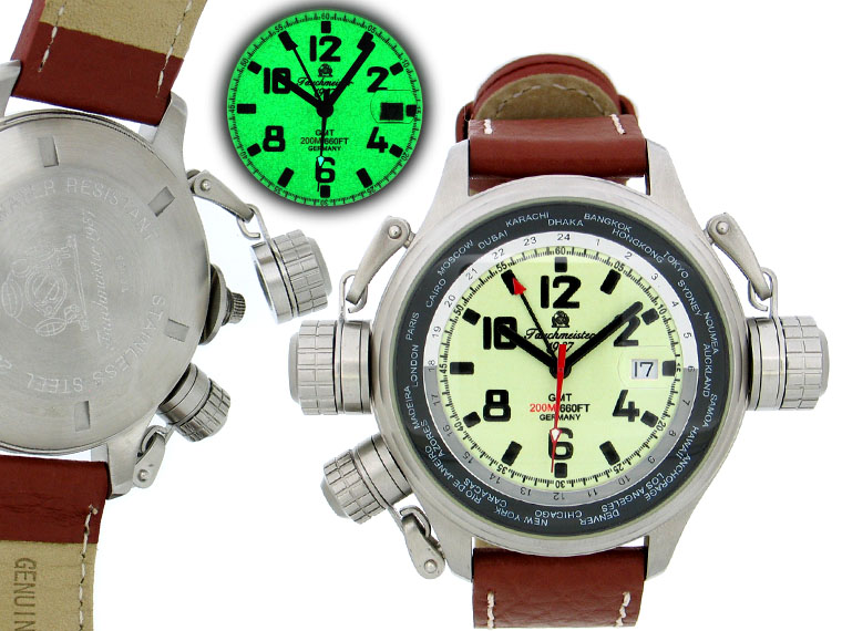 XXL-Pilot "World-Tour" GMT Luminous with crown protection system T0155