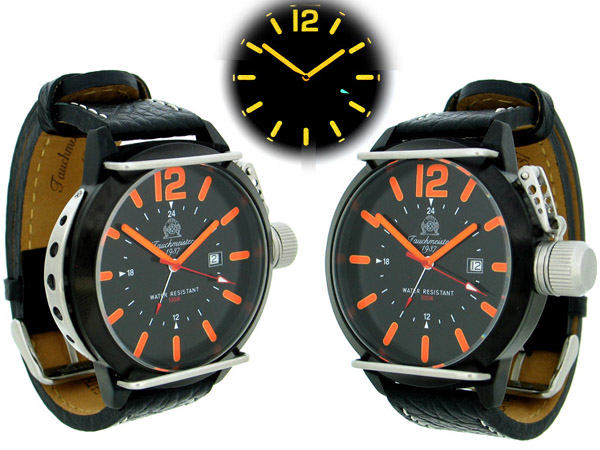 XL 2.WW German U-Boot DATE SWISS-GMT heavy!!! crown protecting system orange T0171