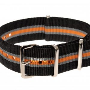 18mm Black Grey and Tangerine NATO MWC Watch Strap