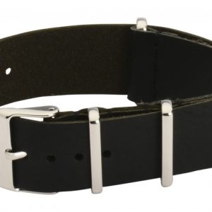 18mm Black Leather NATO MWC Watch Strap