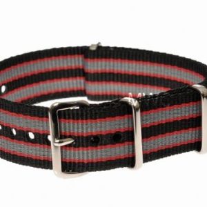18mm Black Red and Grey NATO MWC Watch Strap