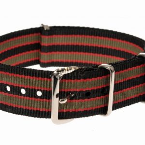 18mm Black Red and Olive Green NATO MWC Watch Strap