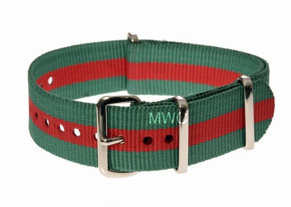 18mm Green and Red NATO MWC Watch Strap