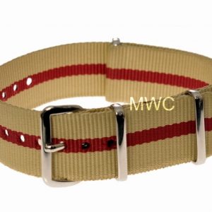 18mm Sand and Red NATO MWC Watch Strap