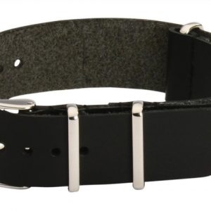 20mm Black Leather NATO MWC Watch Strap