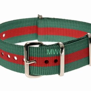 20mm Green and Red NATO MWC Watch Strap