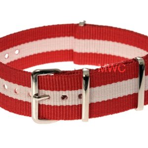 20mm Red and White" NATO MWC Watch Strap"