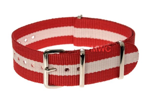 20mm Red and White" NATO MWC Watch Strap"