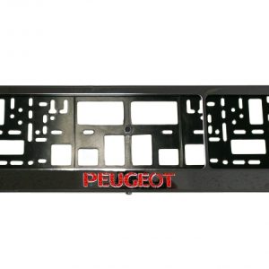Vandal-proof frame for license plate with Peugeot logo (chrome)